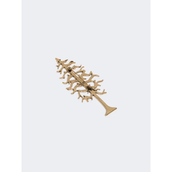 Max Mara Legno Metal Brooch in Gold | Brooches & Pins | Coveti