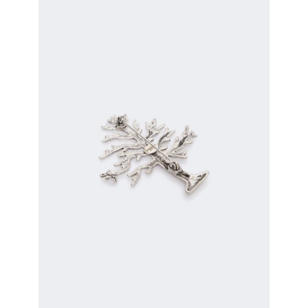 Max Mara Legno Metal Brooch in Silver | Brooches & Pins | Coveti