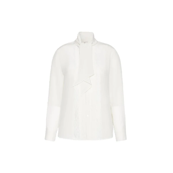 Max Mara Legume Silk Crepe de Chine Shirt in Optical White | Shirts | Coveti