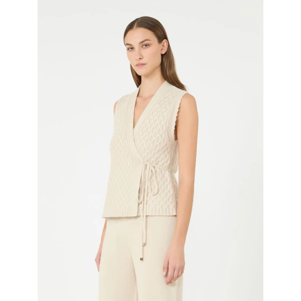 Max Mara Lembo Wool and Cashmere Gilet in Beige | Sweaters | Coveti