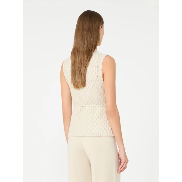 Max Mara Lembo Wool and Cashmere Gilet in Beige | Sweaters | Coveti