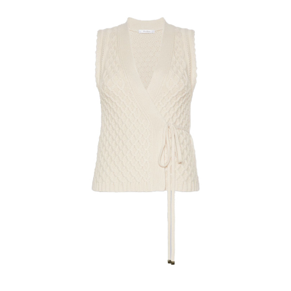 Max Mara Lembo Wool and Cashmere Gilet in Beige | Sweaters | Coveti