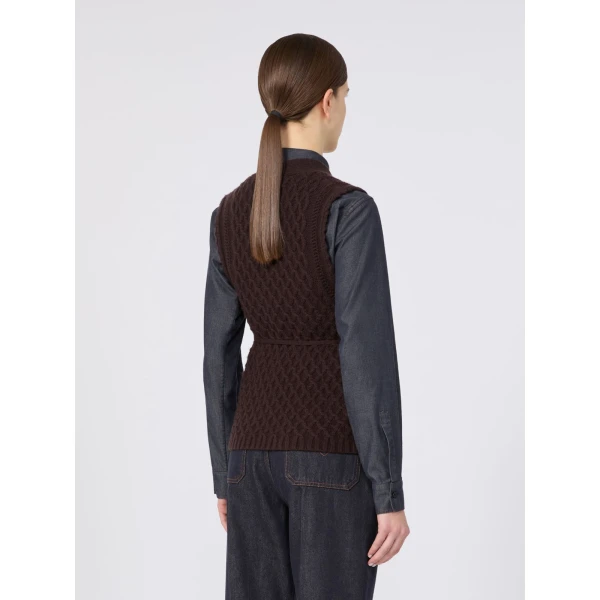 Max Mara Lembo Wool and Cashmere Gilet in Dark Brown | Sweaters | Coveti