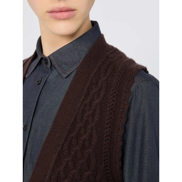 Max Mara Lembo Wool and Cashmere Gilet in Dark Brown | Sweaters | Coveti