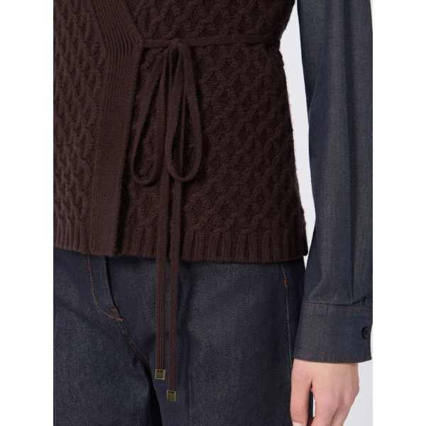 Max Mara Lembo Wool and Cashmere Gilet in Dark Brown | Sweaters | Coveti
