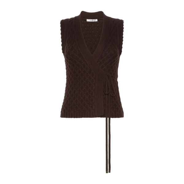 Max Mara Lembo Wool and Cashmere Gilet in Dark Brown | Sweaters | Coveti