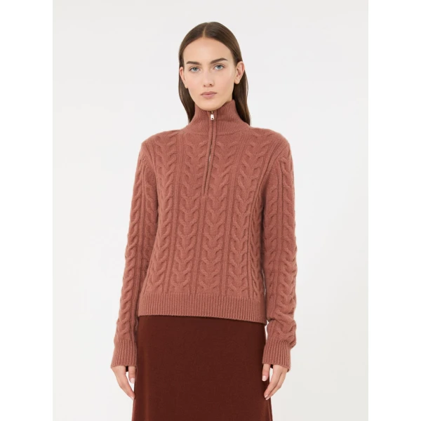Max Mara Libero Cable-Knit Cashmere Sweater in Antique Rose | Sweaters | Coveti