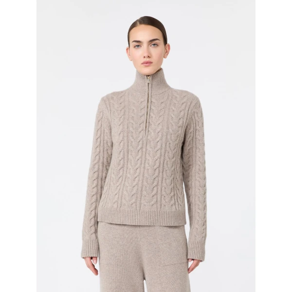 Max Mara Libero Cable-Knit Cashmere Sweater in Sand | Sweaters | Coveti