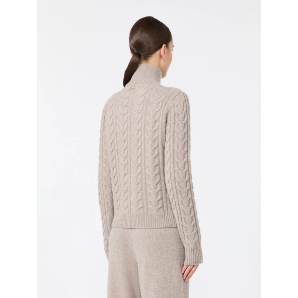Max Mara Libero Cable-Knit Cashmere Sweater in Sand | Sweaters | Coveti