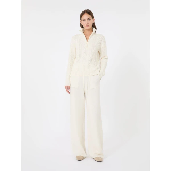 Max Mara Libero Cable-Knit Cashmere Sweater in White | Sweaters | Coveti