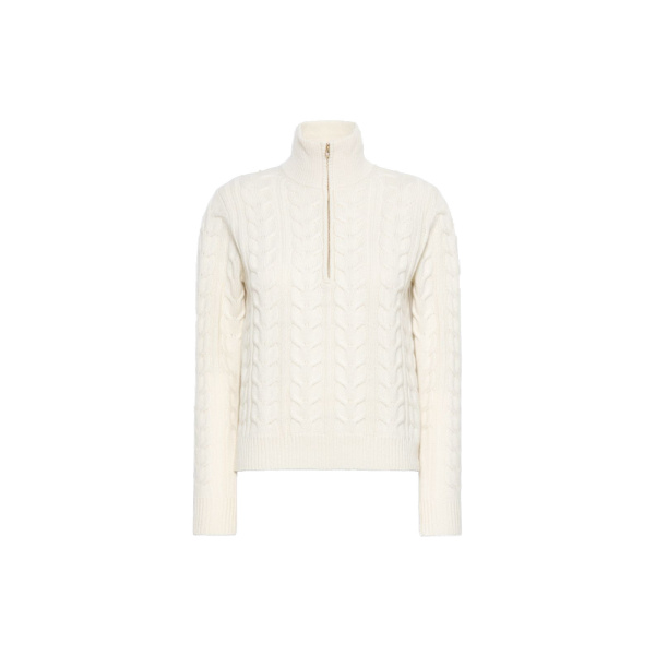 Max Mara Libero Cable-Knit Cashmere Sweater in White | Sweaters | Coveti