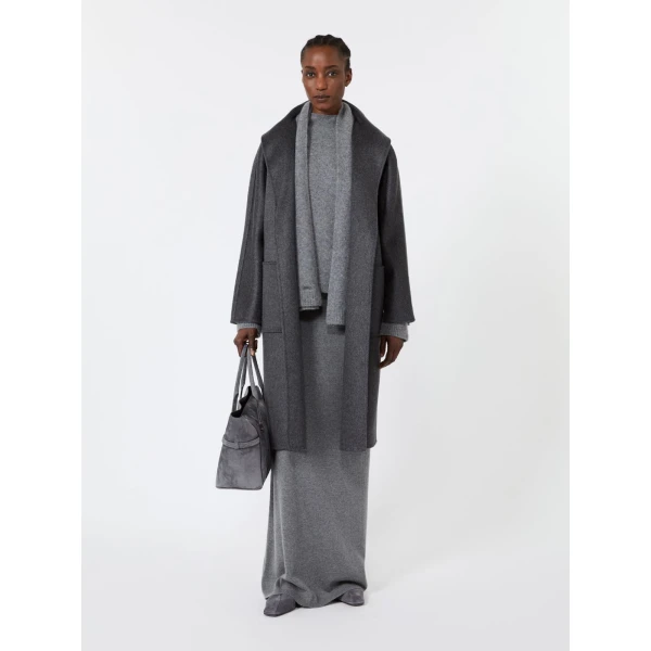 Max Mara Lilia Cashmere Midi Coat in Dark Grey | Wool Coat | Coveti