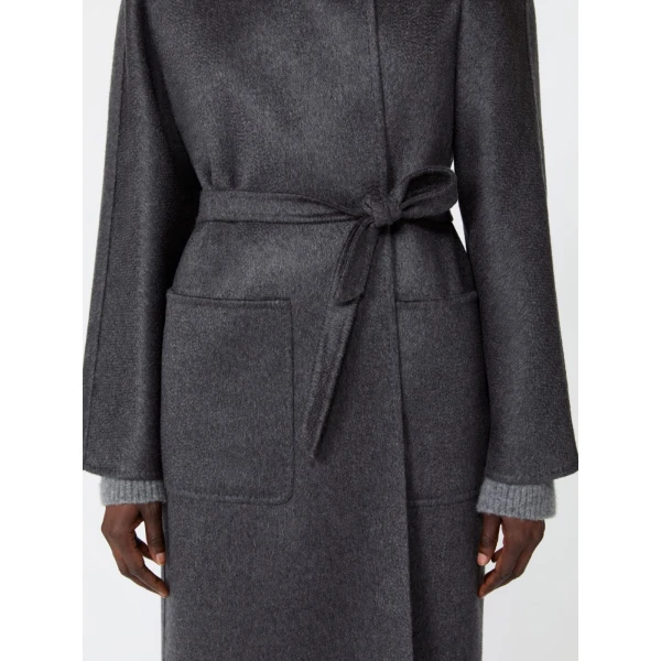 Max Mara Lilia Cashmere Midi Coat in Dark Grey | Wool Coat | Coveti