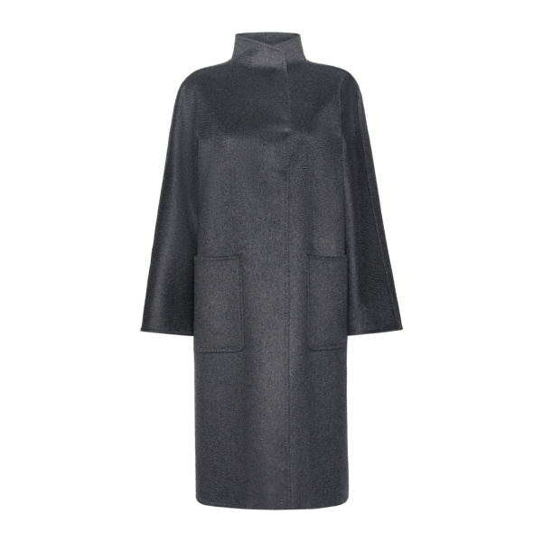 Max Mara Lilia Cashmere Midi Coat in Dark Grey | Wool Coat | Coveti