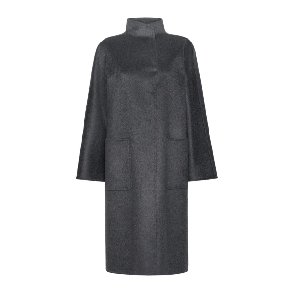Lilia Cashmere Midi Coat in Dark Grey