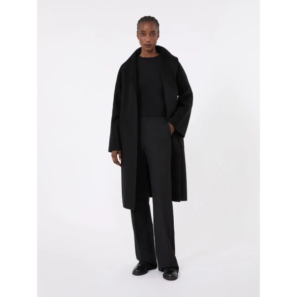 Max Mara Lilia Midi Cashmere Cardigan Coat in Black | Wool Coat | Coveti