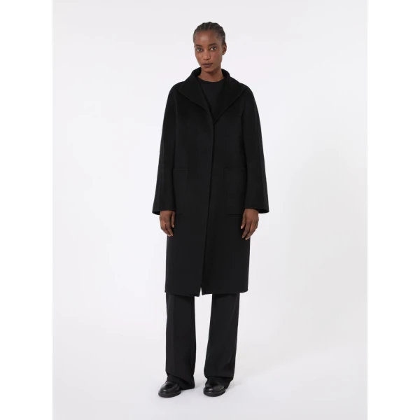 Max Mara Lilia Midi Cashmere Cardigan Coat in Black | Wool Coat | Coveti