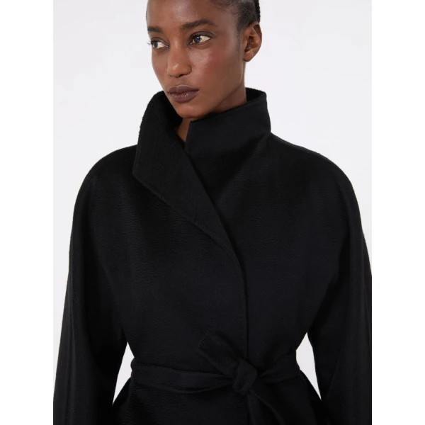 Max Mara Lilia Midi Cashmere Cardigan Coat in Black | Wool Coat | Coveti