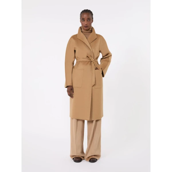 Max Mara Lilia Midi Cashmere Cardigan Coat in Camel | Wool Coat | Coveti
