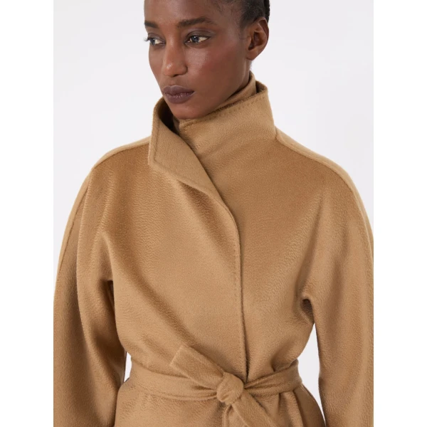 Max Mara Lilia Midi Cashmere Cardigan Coat in Camel | Wool Coat | Coveti