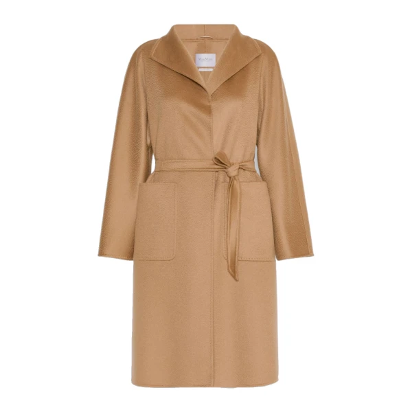 Lilia Midi Cashmere Cardigan Coat in Camel