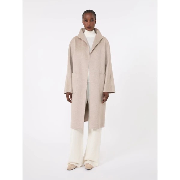 Max Mara Lilia Midi Cashmere Cardigan Coat in Sand | Wool Coat | Coveti