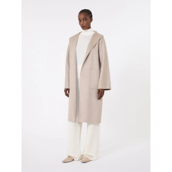 Max Mara Lilia Midi Cashmere Cardigan Coat in Sand | Wool Coat | Coveti