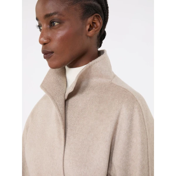 Max Mara Lilia Midi Cashmere Cardigan Coat in Sand | Wool Coat | Coveti