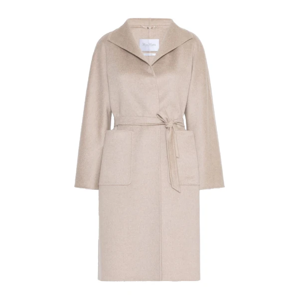 Lilia Midi Cashmere Cardigan Coat in Sand