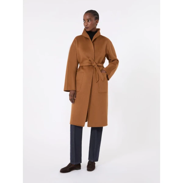 Max Mara Lilia Midi Cashmere Cardigan Coat in Tobacco | Wool Coat | Coveti