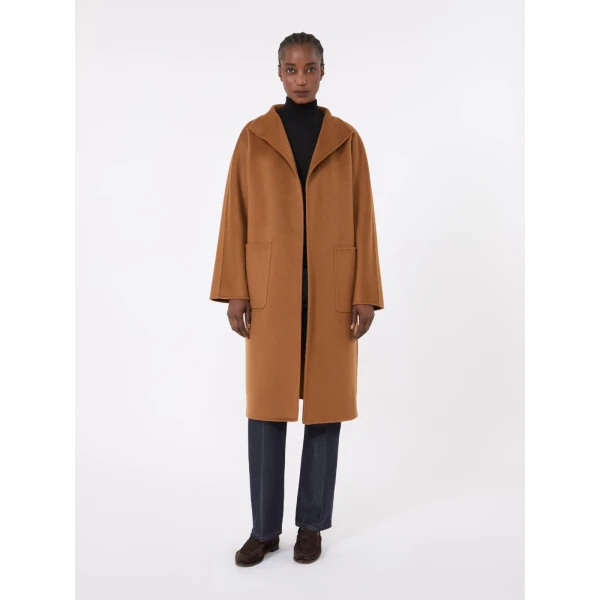 Max Mara Lilia Midi Cashmere Cardigan Coat in Tobacco | Wool Coat | Coveti