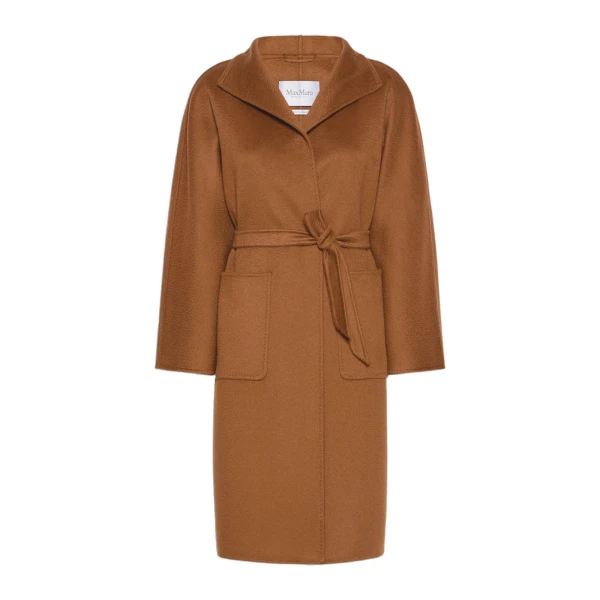Lilia Midi Cashmere Cardigan Coat in Tobacco