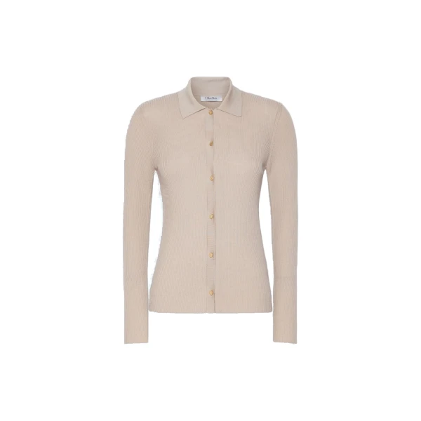 Max Mara Limone Fitted Wool Cardigan in Beige | Cardigan | Coveti