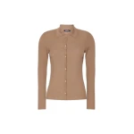 Max Mara Limone Fitted Wool Cardigan in Camel | Cardigan | Coveti