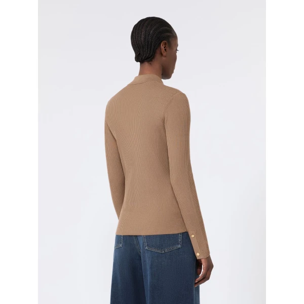 Max Mara Limone Fitted Wool Cardigan in Camel | Cardigan | Coveti