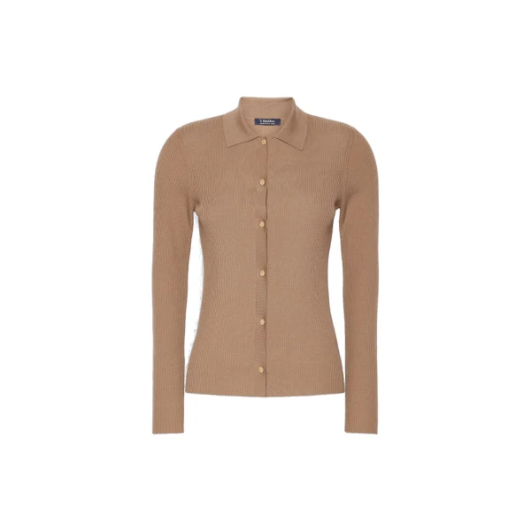 Max Mara Limone Fitted Wool Cardigan in Camel | Cardigan | Coveti