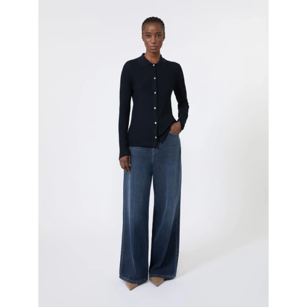 Max Mara Limone Fitted Wool Cardigan in Ultramarine | Cardigan | Coveti