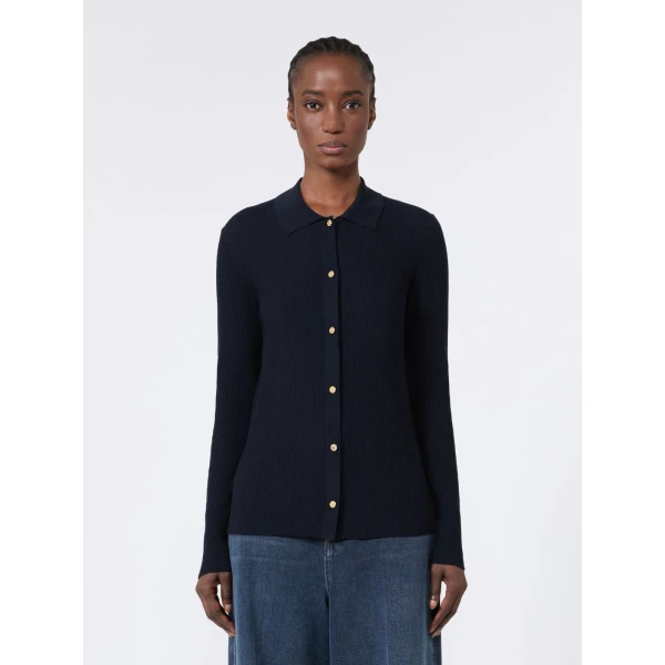 Max Mara Limone Fitted Wool Cardigan in Ultramarine | Cardigan | Coveti