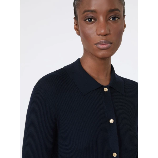 Max Mara Limone Fitted Wool Cardigan in Ultramarine | Cardigan | Coveti