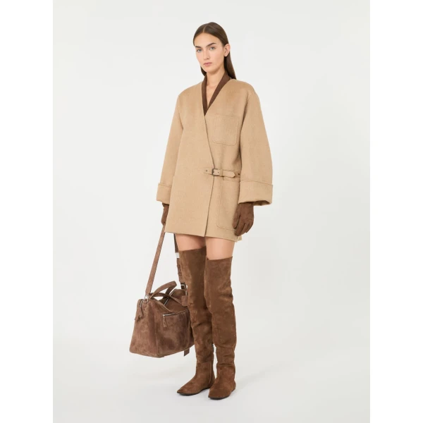 Max Mara Lince Camel and Mohair Cardigan Coat in Camel | Wool Coat | Coveti