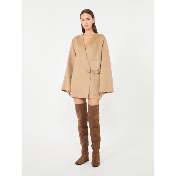 Max Mara Lince Camel and Mohair Cardigan Coat in Camel | Wool Coat | Coveti