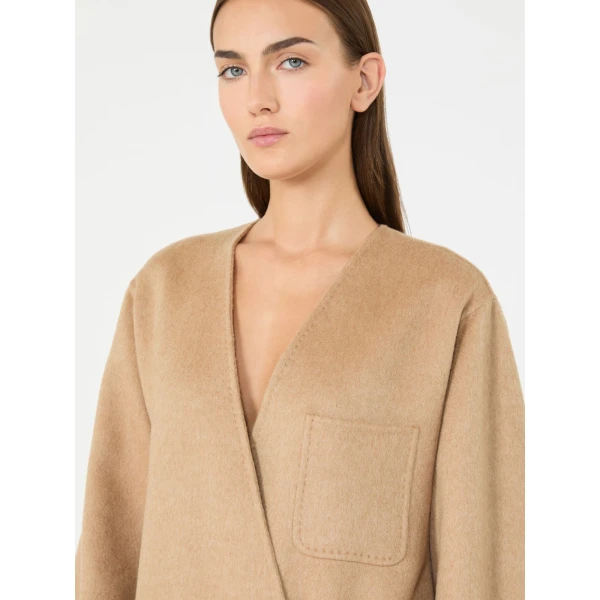 Max Mara Lince Camel and Mohair Cardigan Coat in Camel | Wool Coat | Coveti