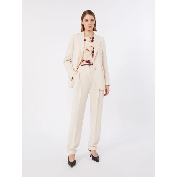 Max Mara Linz Single-Breasted Cady Blazer in Natural | Blazers | Coveti