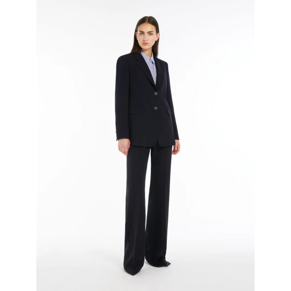 Max Mara Linz Single-Breasted Cady Blazer in Navy | Blazers | Coveti