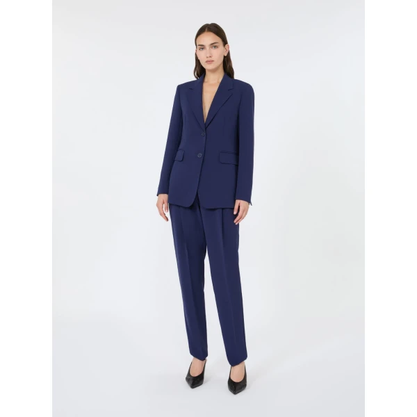 Max Mara Linz Single-Breasted Cady Blazer in Navy Style 2 | Blazers | Coveti