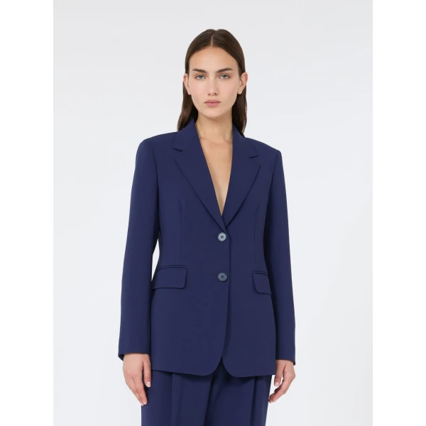 Max Mara Linz Single-Breasted Cady Blazer in Navy Style 2 | Blazers | Coveti