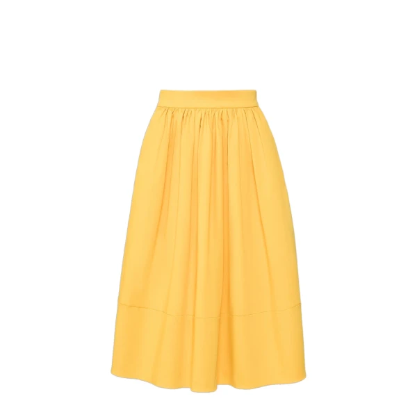Max Mara Lira Cotton Satin Corolla Midi Skirt in Yellow | Midi Skirts | Coveti