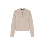 Max Mara Lisa Wool and Cashmere Grandad Sweater in Beige | Sweaters | Coveti