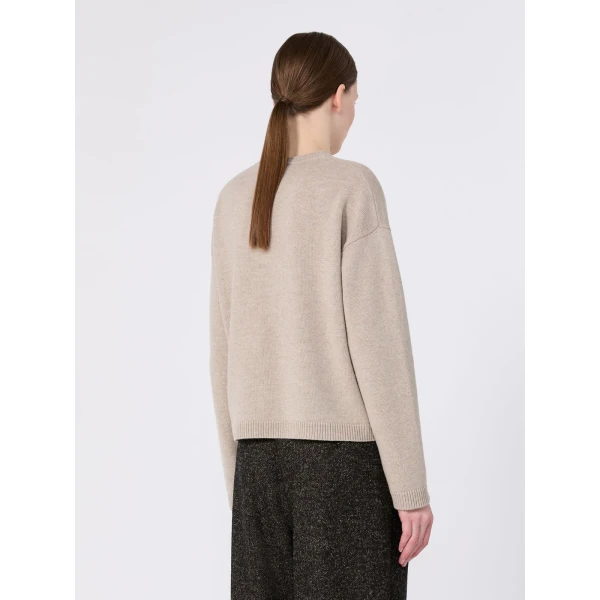 Max Mara Lisa Wool and Cashmere Grandad Sweater in Beige | Sweaters | Coveti