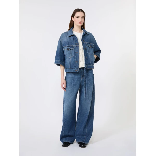 Max Mara Liuti Cotton Denim Jacket in Navy | Denim | Coveti